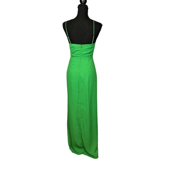 Revolve Kelly Green Maxi Slip Dress SMALL Double Side Slit Superdown Addison NEW - Picture 7 of 9